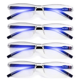 WEMOOTANTS 4 Packs Blue Light Blocking Reading Glasses Men Women Lightweight Clear Readers 1.0 1.25 1.5 1.75 2.0 2.25 2.5 2.75 3.0 3.5 4.0 (1.50)