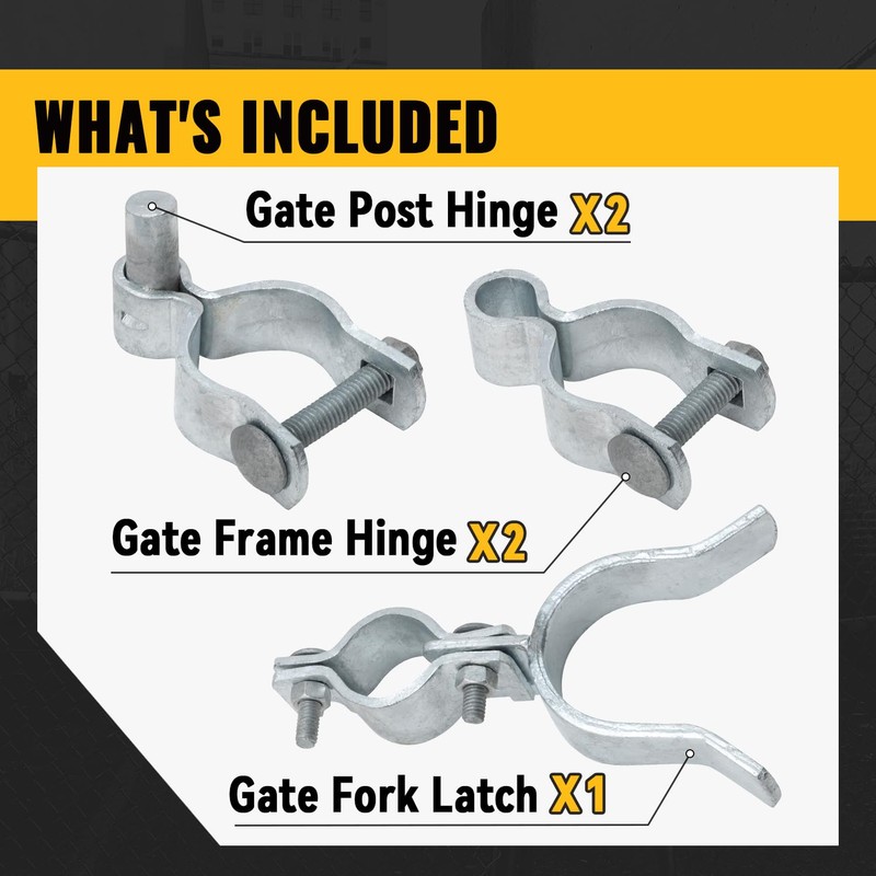 VIVIDA 1-3/8" x 2-3/8" Chain Link Gate Hinge Latch Kit,