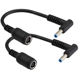 Cable de alimentación para portátil con punta de 90 grados, DC 7,4 mm x 5,0 mm hembra a conector de carga macho de 4,5 mm x 3,0 mm, conector de carga CC para adaptador de portátil HP (15 cm