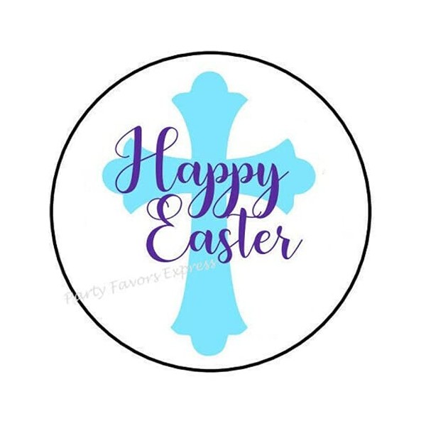 1.5" Inch Happy Easter Cross Stickers - Happy Easter Stickers