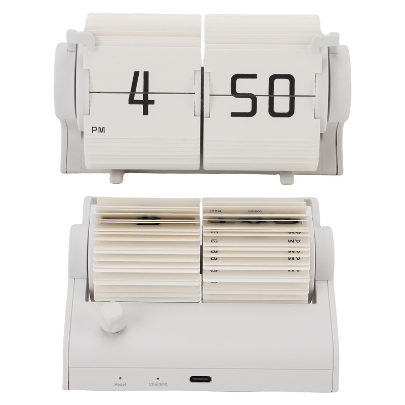 Automatic Flip Calendar Clock, Retro Mechanical Digital Desk Alarm Clock,