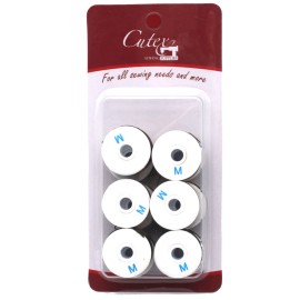 Cutex 12 Style M 69 Nylon Paper-Sided Prewound Bobbins Black/White Tex 70 - White