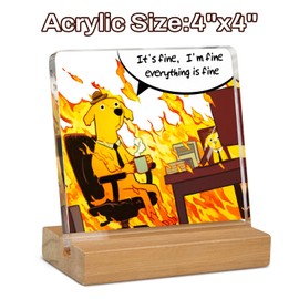 This is Fine Dog Desk Accessories, Employee Appreciation Gifts, Funny Office Gifts for Coworkers, Desk Sign Décor for Man Women, I'm Fine Everything is Fine