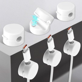 Sibba Cord Ogranizer 6Pcs Spring Cable Management Clips Smooth Adjustable Desk Cord Holder Phone Charger Holder Adhesive Wire Organizer Keeper for Home Office Car Wall Desktop Nightstand