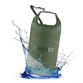 Canotagio Bolsa Impermeable. Mochila a Prueba de Agua para Senderismo y Deportes Acuáticos. Bolsa Seca Disponible en 5, 10, 20 y 30 Litros. Dry Bag. Waterproof Bag Backpack (Verde Militar, 5 Lts)