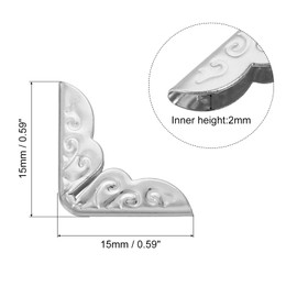 PATIKIL 15mm Metal Book Corners,100pcs Photo Corners Book Corners Protector Retro Metal Decorative for Crafting Scrapbook Photo Album Book Binding,Silver Tone