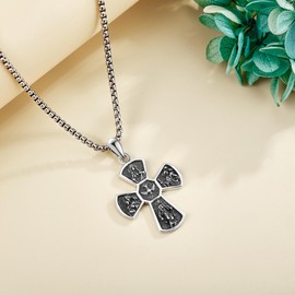 UCADRIT Catholic Cross Necklace Sterling Silver Pardon Crucifix Protection Pendant Religious Mother's Day Jewelry for Women Men Unisex