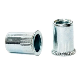 M8 x 18.5mm Countersunk Head Open End Blind Rivet Nuts Cylindrical Grooved Shank Metric AN318 Zinc Plated Steel Threaded Insert Nutsert Rivnuts (Pack of 20)