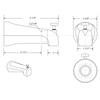 Westbrass E531D-1F-50 5-1/4" Reach Wall Mount Tub Spout with Front