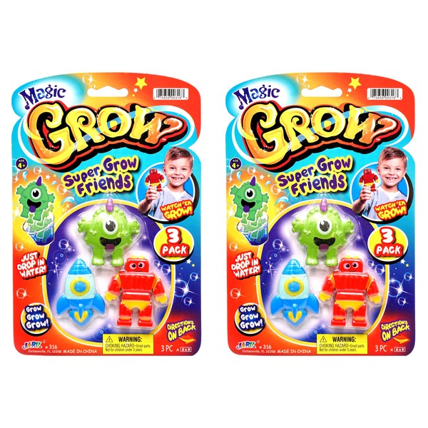 JA-RU Magic Grow Toy (2 Pack, 6 Toys) Monster, Robot