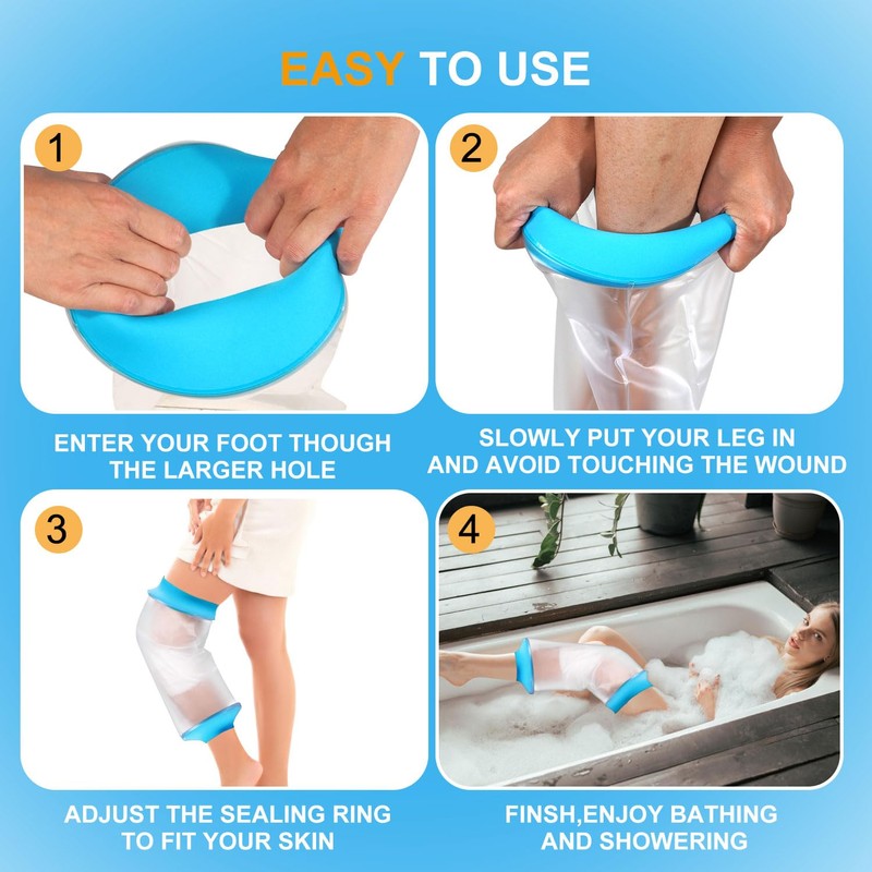 Divvsck Waterproof Knee Cast Cover for Shower, Watertight Cast Bag,