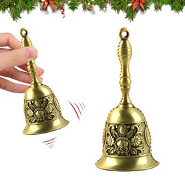 Table Bell, yisight Bell, Hand Bell, Christmas Bells, Resturant Service Bell, Metal Bells, for School, Reception Dinner, Hotel Service, Meditation Prayer (Bronze)