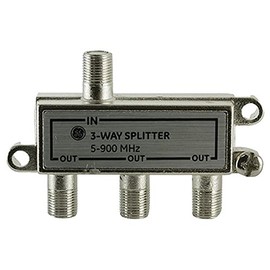 GE 3-Way Coaxial Cable Splitter, 5-900 MHZ Range, RG59 RG6 Coax Compatible, Audio, Video, Works with HD TV, Cable, Amplifiers, Amplified Antennas, Nickel, Corrosion Resistant, 35048