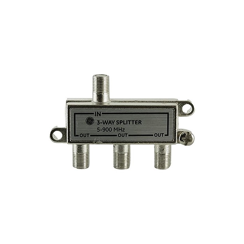 GE 3-Way Coaxial Cable Splitter, 5-900 MHZ Range, RG59 RG6