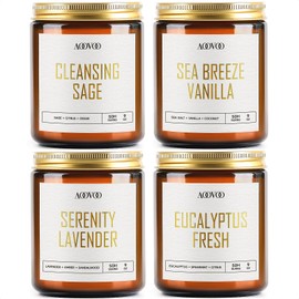 AOOVOO Scented Candles - 4PC Candle Set, 36 oz Soy Candles, Soy Candle for Home Scented, Lavender/Vanilla/Eucalyptus/Sage
