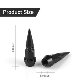 SINGARO 45mm Spiked Aluminum Stem Valve Caps,4PCS Dustproof Tire Wheel Stem Caps for Cars,SUVs,Trucks Bicycles and Motorcycles(Black)