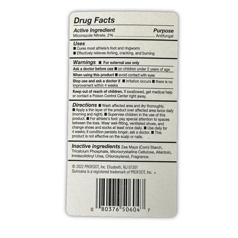 Quinsana Athlete's Foot Powder, 3-Ounce Bottle (1)
