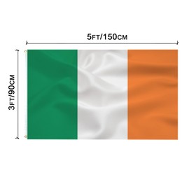 Irish Flag Ireland National Flag 3x5FT -(90x150cm) St Patrick's Day Party Decoration Indoor/Outdoor Quality Polyester with Vivid Color and Brass Grommets Decorations
