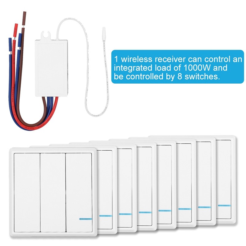 Wireless FR Remote Wall Switch Lamps Control Switch Kit IP54