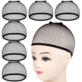 MORGLES 6PCS Wig Cap Non Slip, Black Mesh Net Wig Caps for Women Men, Weaving Hair Net Close End Fishnet