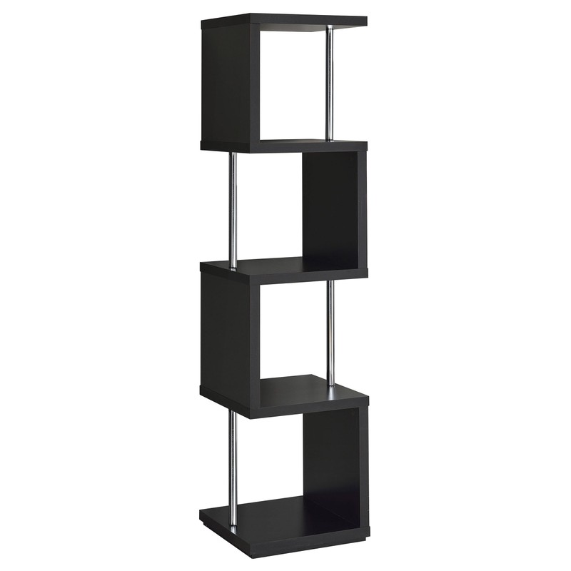 Coaster Home Furnishings Baxter 67-inch 4-Shelf Bookshelf Black and Chrome