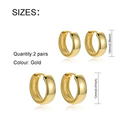 Salanda Gold Hoop Earrings for Women,Small Huggie 18K Gold Plated Earring Hypoallergenic Gold Earrings Set for Women Girls 025/10/12mm