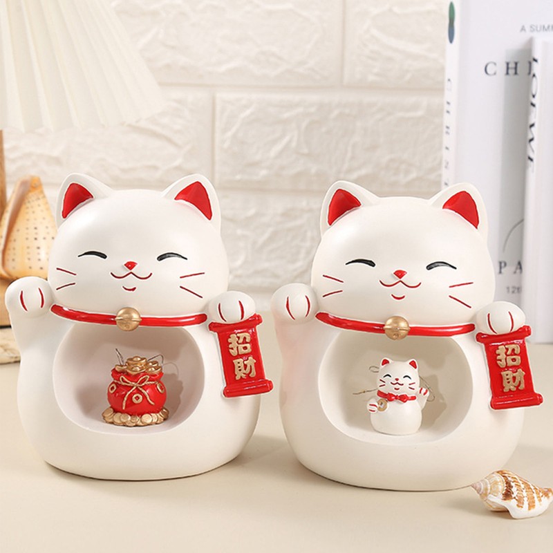Chinese Lucky Cat Decoration Desktop Fortune Cat Statue Decorations Chinese