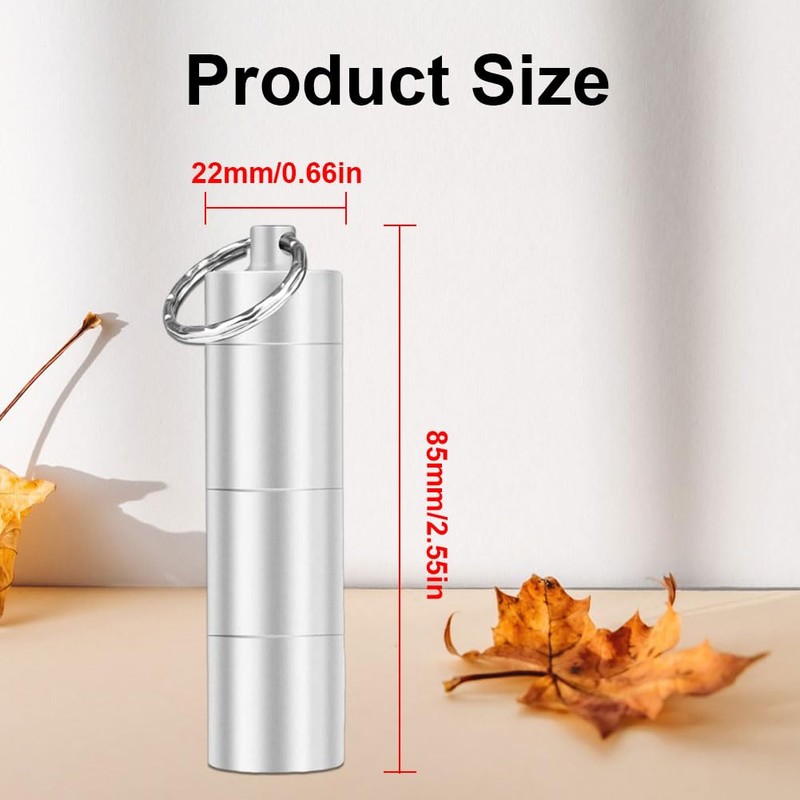 QEEROYO Small Pill Box Mini Pill Box Key Ring Waterproof