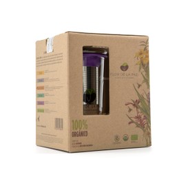 FLOR DE LA PAZ Kit de regalo con vaso infusor y bolsa de infusión herbal orgánica de 27 gramos de hoja suelta