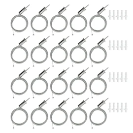 20 Pack Hexagon Garage Lights Suspension Cables Kit Steel Hanging Chains 1m / 3.28ft, Hex Honeycomb Light Connectors Pendant Light Wire Rope Cable Heavy Duty Chandelier Wire Adjustable (20pcs 1m)