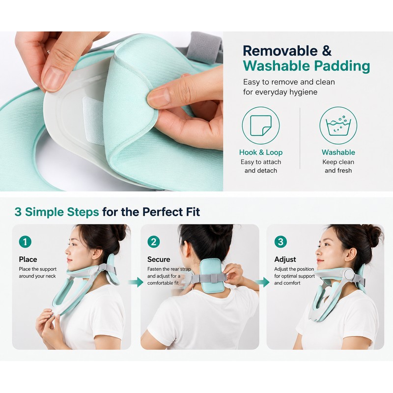 Adjustable Neck Support for Daily Comfort – Ergonomic Padded Design
