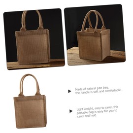 iplusmile Reusable Jute Tote Bag with Handles Waterproof Natural Burlap Grocery Shopping Bag Vintage DIY Craft for Outdoor Activities and Travel