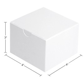 Fairlegend Small White Gift Boxes 4x4x3 White Kraft Paper Boxes for Gifts, Party Favors, Showers, Crafts, Candy Boxes, 100 Pack, Pure White, 4 x 4 x 3 inches