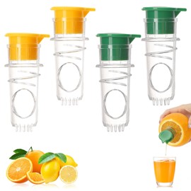 4 Pcs Lemon Squeezer, Screw Top Manual Juicer with Built-In Filter Orange Citrus Press, Squeeze Lime for Cocktails, Drinks (2 Yellow+2 Green)