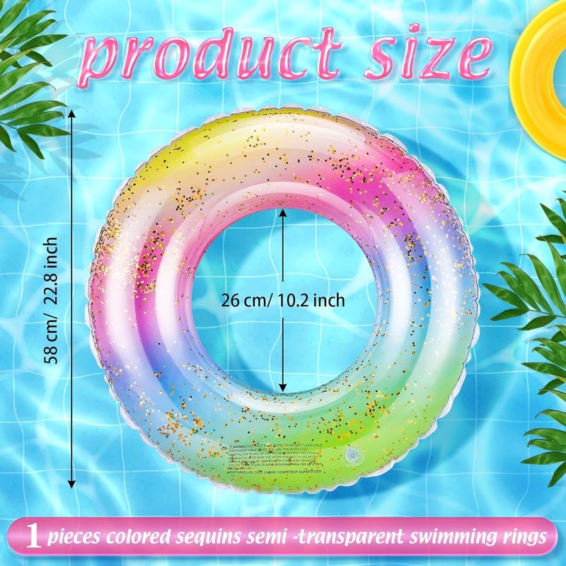 Adult Inflatable Sequin Swimming Ring, Large Summer Swimming Ring, Inflatable