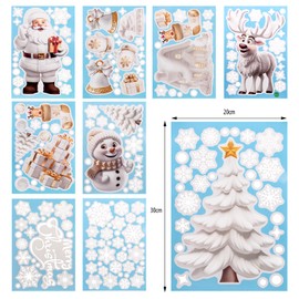 9 Sheet Christmas Window Clings, Christmas Snowflake Deer Window Clings Stickers Decals for Glass, Removable Christmas Window Stickers for Holiday Winter Decorations