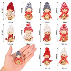 Edonkvi Christmas Gnome Pendants, Christmas Tree Decorations, Pack of 10 Christmas Figures, Straw Christmas Pendants, Tree Decoration, Cute Christmas Angel, Small Secret Santa Gifts for Christmas