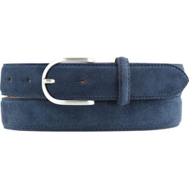 BELTINGER Women's Suede Belt 3.0 cm | Suede Leather Belt for Women 30 mm | Suede Belt with Round Belt Buckle, Navy, Silver