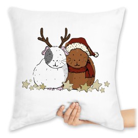 Cushion 40 x 40 cm Decorative Cushion - Christmas Cushion Christmas Gifts - Christmas Guinea Pig - 40 x 40 cm - White - with Christmas Motif Christmas Guinea Pig Christmas Guinea Pig