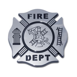 Firefighter Support Black Accent Chrome Auto Emblem
