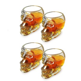 The Wine Savant Skull Shot Glasses 3oz Skull Glasses 3" H - Goth Gifts, Skull Gifts, Skull Decor, Skeleton Decor, Skull Shaped Glasses, Perfect for Themed Parties! (4)