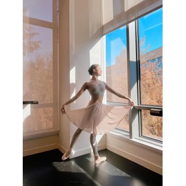 Tacherlia Ballet Skirt for Women Dance Rehearsal Skirt Big Hem Elastic Waistband, Nude, 33 Regular