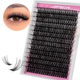 FADLASH Lash Clusters 19mm Individual Lashes Cluster Black Volume Eyelash Clusters Long Individual Lash Extensions D Curl Cluster Lashes DIY Eyelash Extension (40D-0.07D, 19mm)