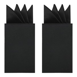 Gsyziux Pocket Squares for Men Prefolded Mens Handkerchief Solid Mens Pocket Square for Tuxedo Wedding Party (Black*1+Black*1)