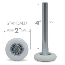 BC Precision 12 Pack Garage Door Rollers, Premium Sealed Nylon, Quiet, Strong, 4" Inch Stems, 2" Inch Rollers, 13 Balls