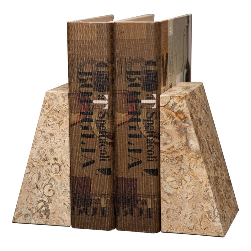 Modern Wedge Marble Bookends – Hand Carved, Polished Stone Bookends