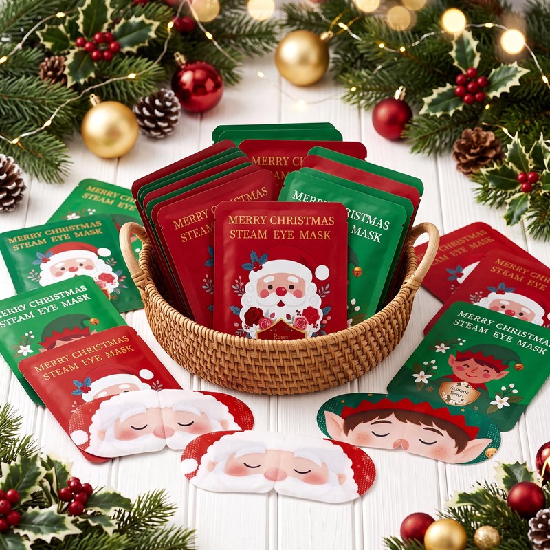 30 Pcs Christmas Steam Eye Masks Bulk for Dry Eyes