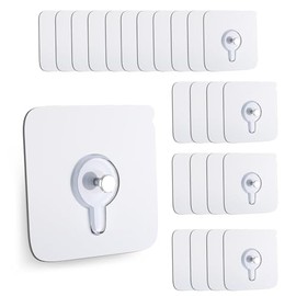 Paquete de 24 ganchos adhesivos de pared, ganchos de pared sin clavos, ganchos de imagen sin daños, impermeables y resistentes al óxido para usar en e