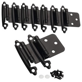 Cokritsm 1/2 inch Black Self Closing Cabinet Hinges, Modern & Contemporary Style, Metal Finish, Plated, Surface Mount, 30PCS
