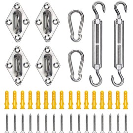 Sun Shade Sail Hardware Kit,40 Pcs 6 Inches M6 Premium 304 Stainless Steel Sun Shade Sail Installation Accessories for Outdoor Patio Square/Rectangle/Triangle Sun Shade Sails Installation